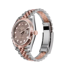 Alternative view of Rolex Datejust: 41 mm, Oystersteel and Everose gold, chocolate, diamond-set dial, Jubilee bracelet, m126331-0004