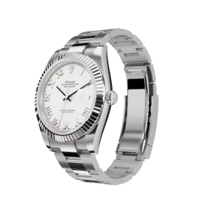 Alternative view of Rolex Datejust: 41 mm, Oystersteel and white gold, white dial, Oyster bracelet, m126334-0023