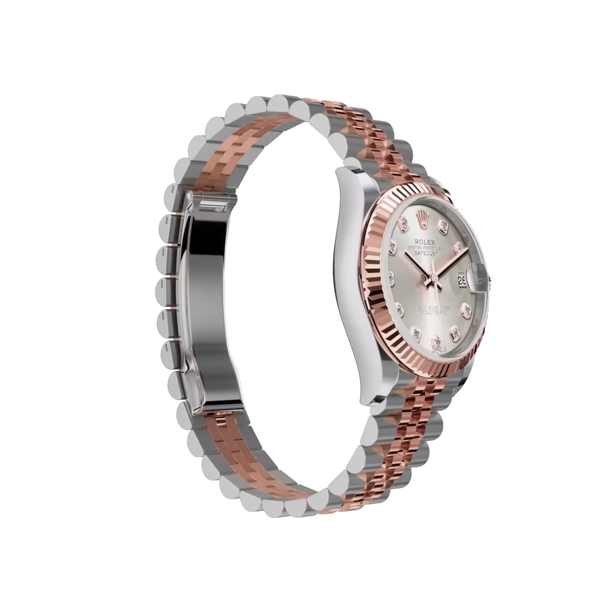 Rolex Datejust: 31 mm, Oystersteel and Everose gold, silver, diamond-set dial, Jubilee bracelet, m278271-0016 - Image 3
