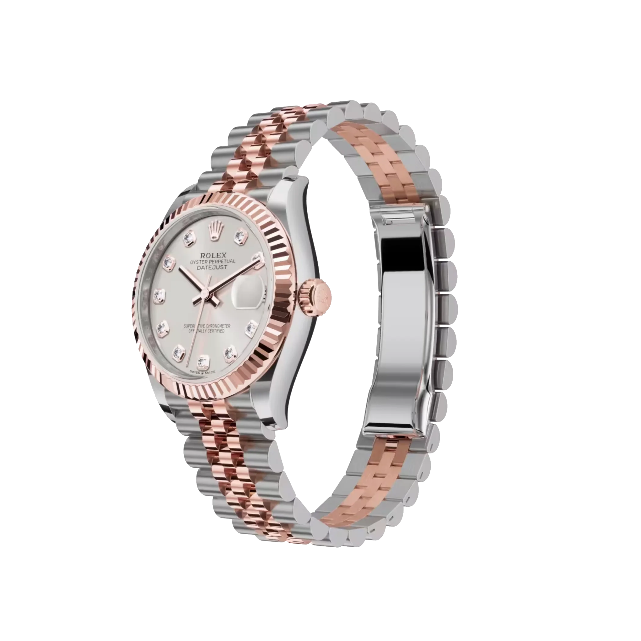 Rolex Datejust: 31 mm, Oystersteel and Everose gold, silver, diamond-set dial, Jubilee bracelet, m278271-0016 - Image 4