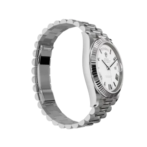Rolex Day-Date: 40mm, White gold, white dial, fluted bezel, President bracelet, m228239-0046 – Image 5