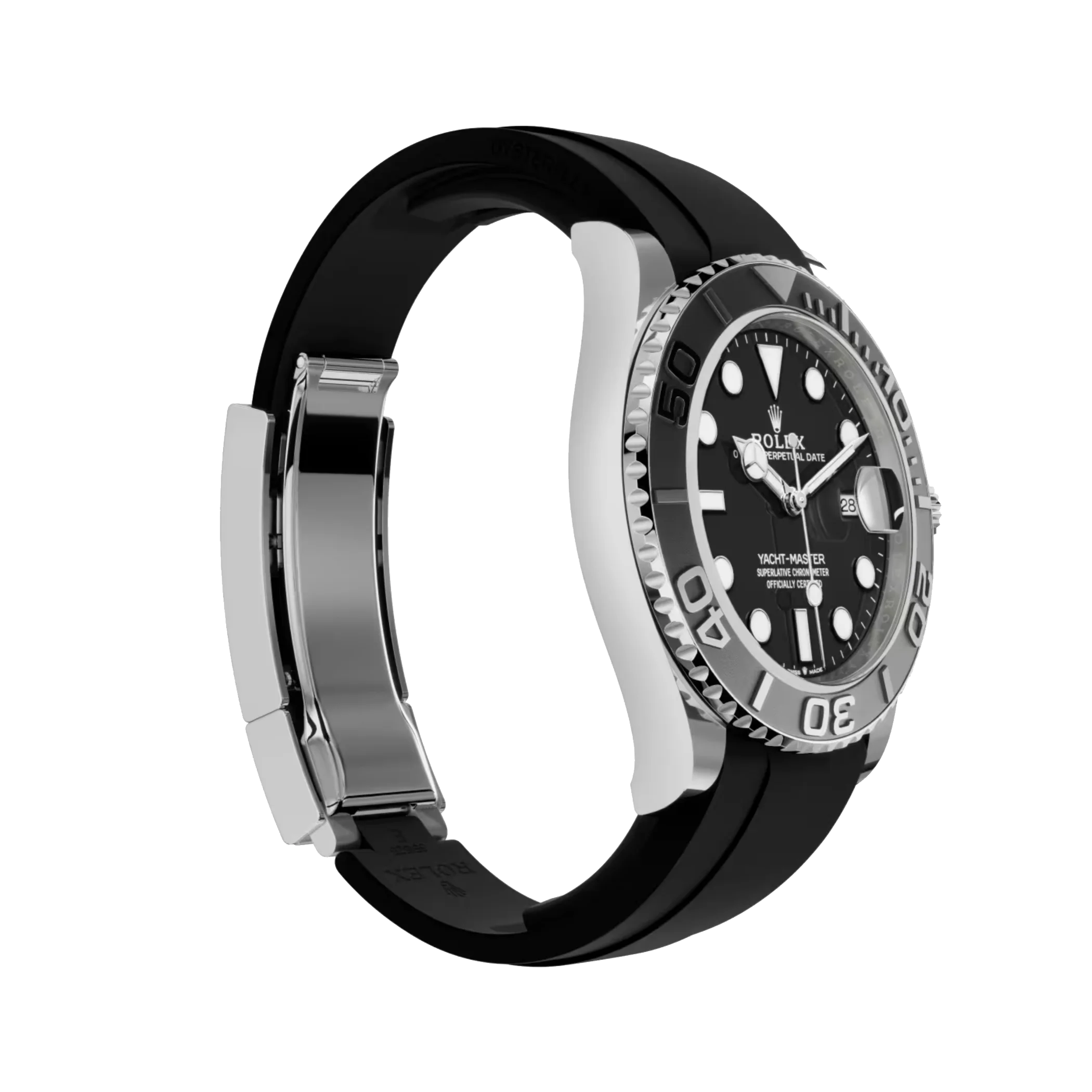 Super Clone Rolex Yacht-Master Black Dial Oysterflex Bracelet - Afbeelding 3
