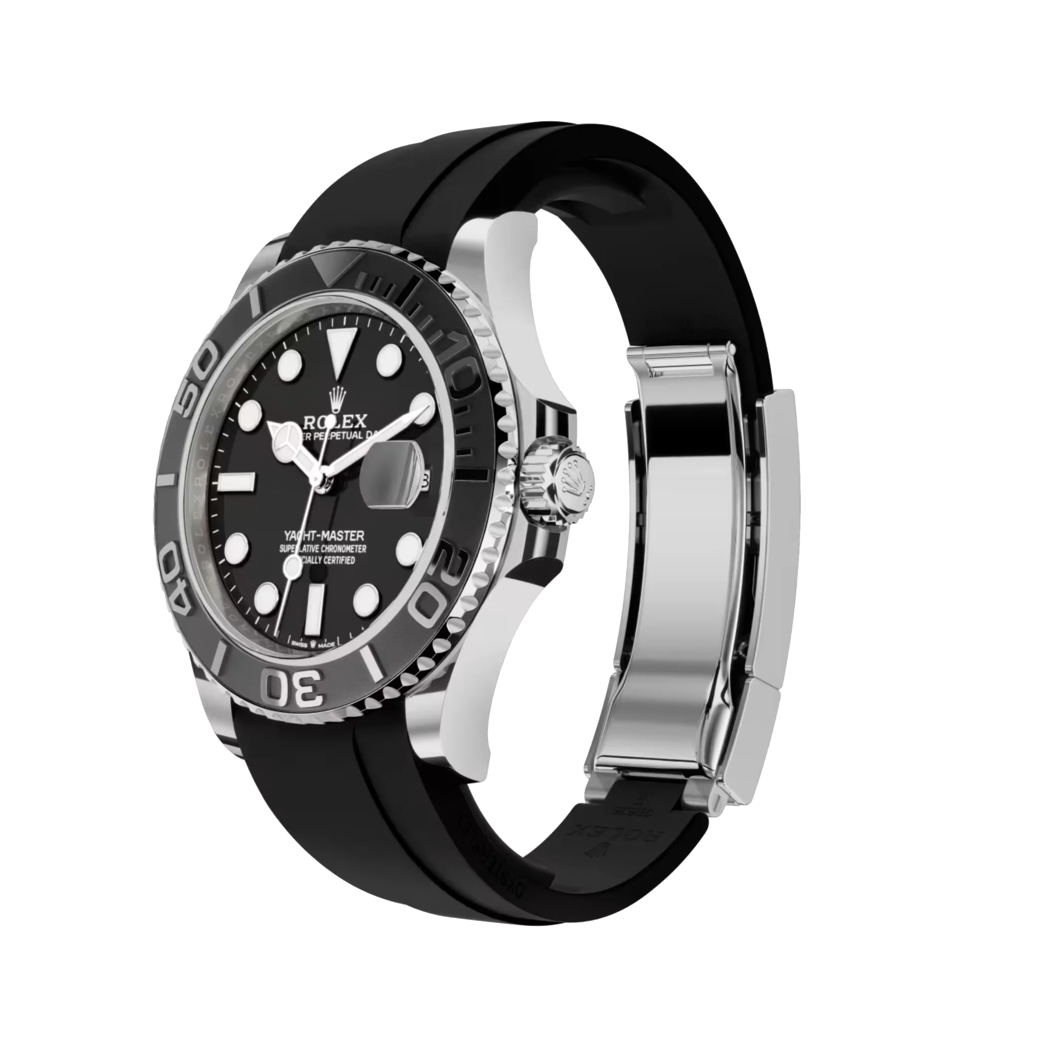 Super Clone Rolex Yacht-Master Black Dial Oysterflex Bracelet - Afbeelding 2