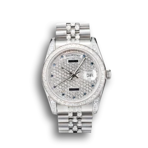 Rolex DayDate Diamond Plated Stainless Steel Bracelet Diamond Plated Dial 41985