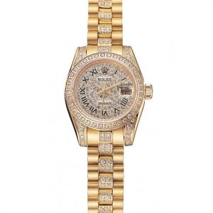 Super Clone Rolex DayJust Diamond Pave Dial Gold Diamond Bracelet 1453955 - Image 2