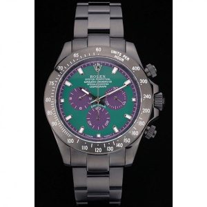 Vista alternativa de Super Clone Rolex Daytona Black Ion Plated Tachymeter Black Stainless Steel Strap Green Dial 80246