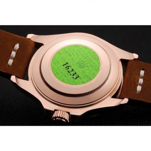 Rolex Yacht-Master Black Dial Brown Bezel Rose Gold Case Brown Leather Bracelet 1453860 - Imagen 7