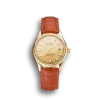Super Clone Rolex Datejust Gold Dial Gold Case Light Brown Leather Strap