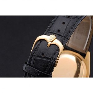 Rolex Cellini Black Dial Gold Case Black Leather Strap 622832 - Image 6