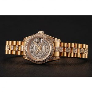 Super Clone Rolex DayJust Diamond Pave Dial Gold Diamond Bracelet 1453955 - Image 5