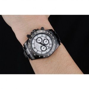 Super Clone Rolex Cosmograph Daytona White And Black Dial Black Stainless Steel Case And Bracelet 1454249 - Image 10