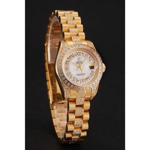 Super Clone Rolex DayJust Diamond Pave White Dial Gold Diamond Bracelet 1453957 - Image 2