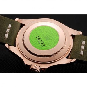 Rolex Yacht-Master Black Dial Green Bezel Rose Gold Case Green Leather Bracelet 1453862 - Imagen 7