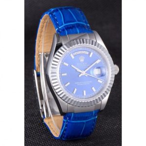 Super Clone Rolex Day-Date Oyster Collection Blue Leather Band 621490 - Image 3