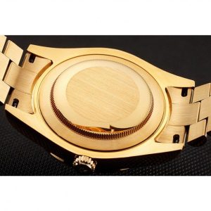 Super Clone Rolex Day-Date Diamonds And Rubies Black Dial Yellow Gold Bracelet 1454101 - Image 8