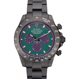 Super Clone Rolex Daytona Black Ion Plated Tachymeter Black Stainless Steel Strap Green Dial 80246 - Image 12