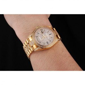 Super Clone Rolex Day-Date Yellow Gold Diamond Pave - Imagen 10
