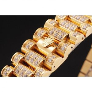 Super Clone Rolex Day-Date Yellow Gold Full Diamond Pave - Image 6