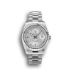 Super Clone Rolex DayDate Stainless Steel Ribbed Bezel Silver Dial 41995