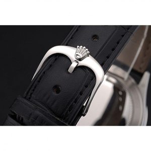 Super Clone Rolex Cellini Time Silver Case White Dial Black Leather Bracelet 622653 – Image 6