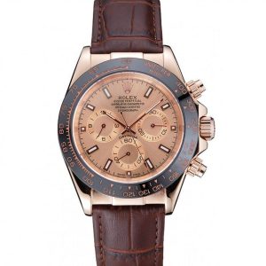 Super Clone Rolex Cosmograph Daytona Brown Dial Rose Gold Case Brown Leather Bracelet 1454243 - Imagen 11