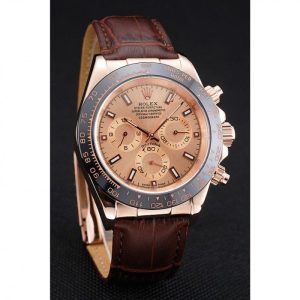 Super Clone Rolex Cosmograph Daytona Brown Dial Rose Gold Case Brown Leather Bracelet 1454243 - Imagen 3